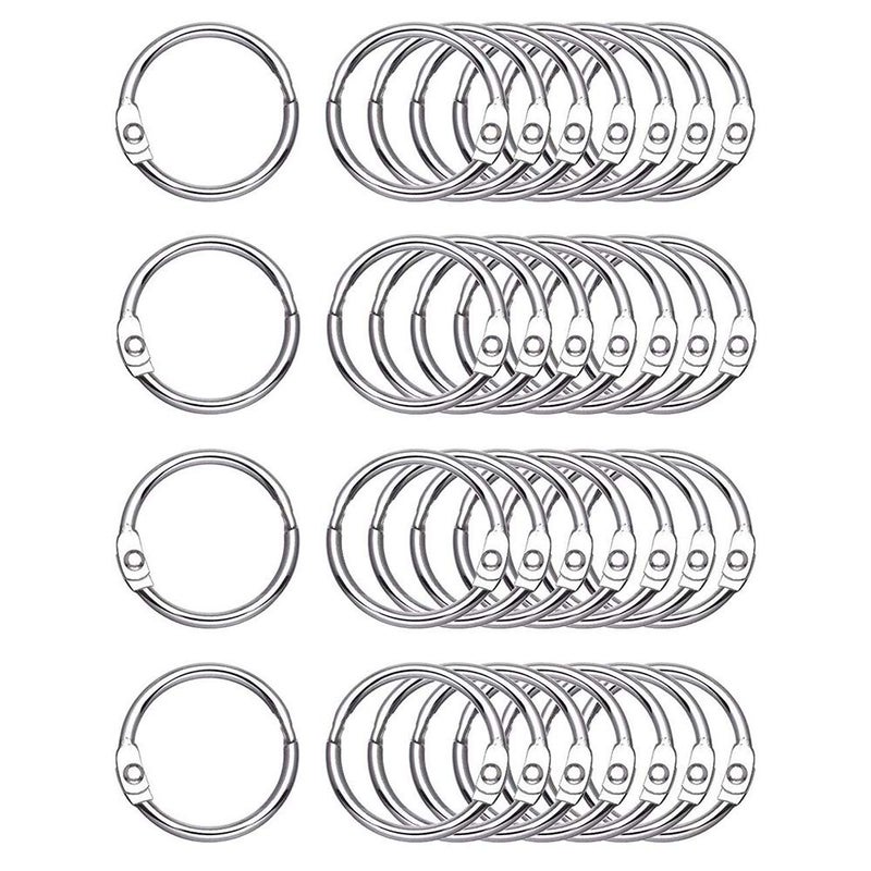 Antner 100PCS 1 1/5 Inch Loose Leaf Binder Rings Nickel Plated Small Metal Book Rings Keyrings for Paper, Index Cards, Flashcards, Keychains, Crafts, Home Office Organization, Silver - Image 1